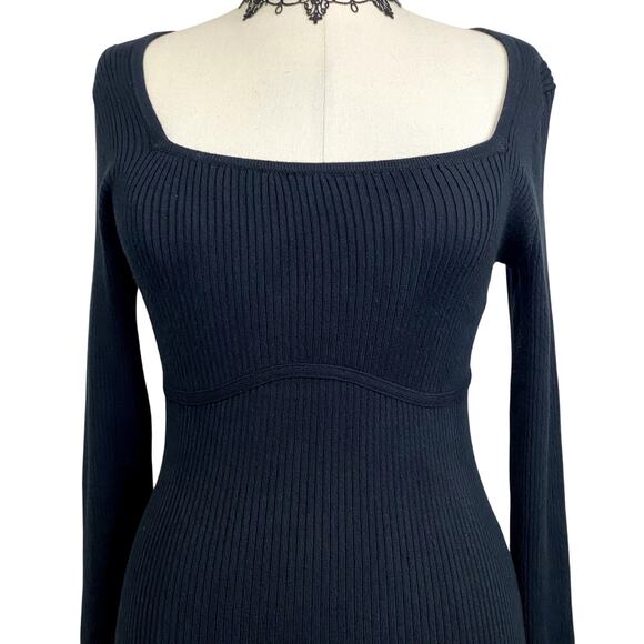 Stretch Gothic Ribbed Vampire Victorian Long Sleeve Sweater Dress - Picture 6 of 10